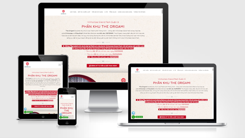Mẫu website bất động sản dự án Vinhome Granpark – Origami