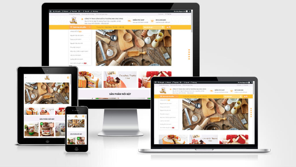 Mẫu website bán dụng cụ làm bánh